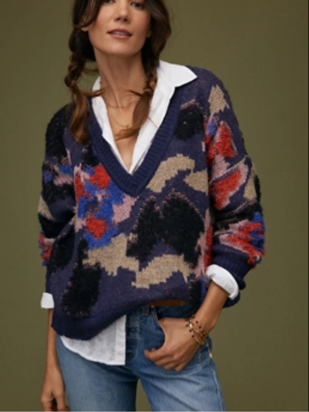Anthropologie V Neck Sweater Size Medium